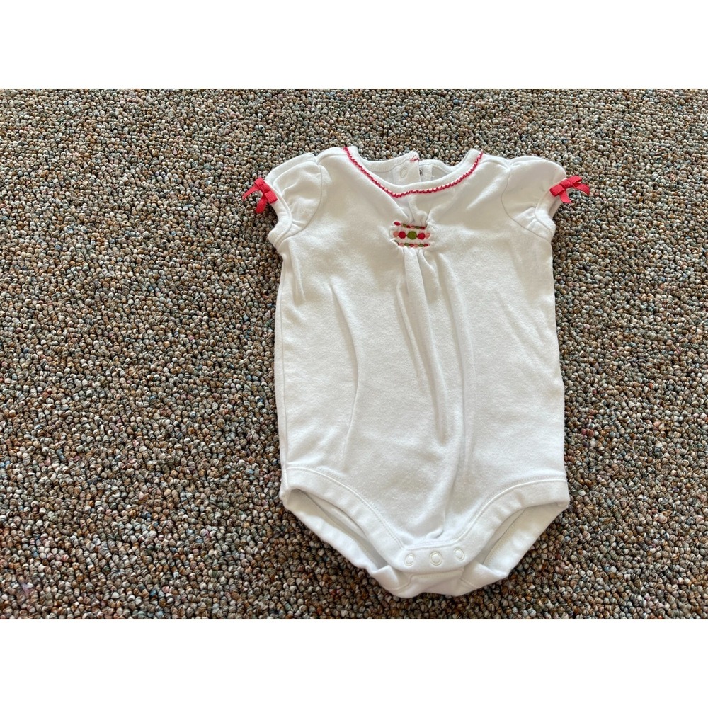 Gymboree Girls White Bodysuit with Pink Bows 3-6M
